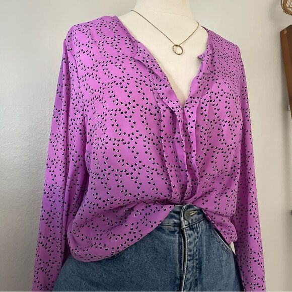 Purple Patterned Long Sleeve Tops - Picture 6 of 6